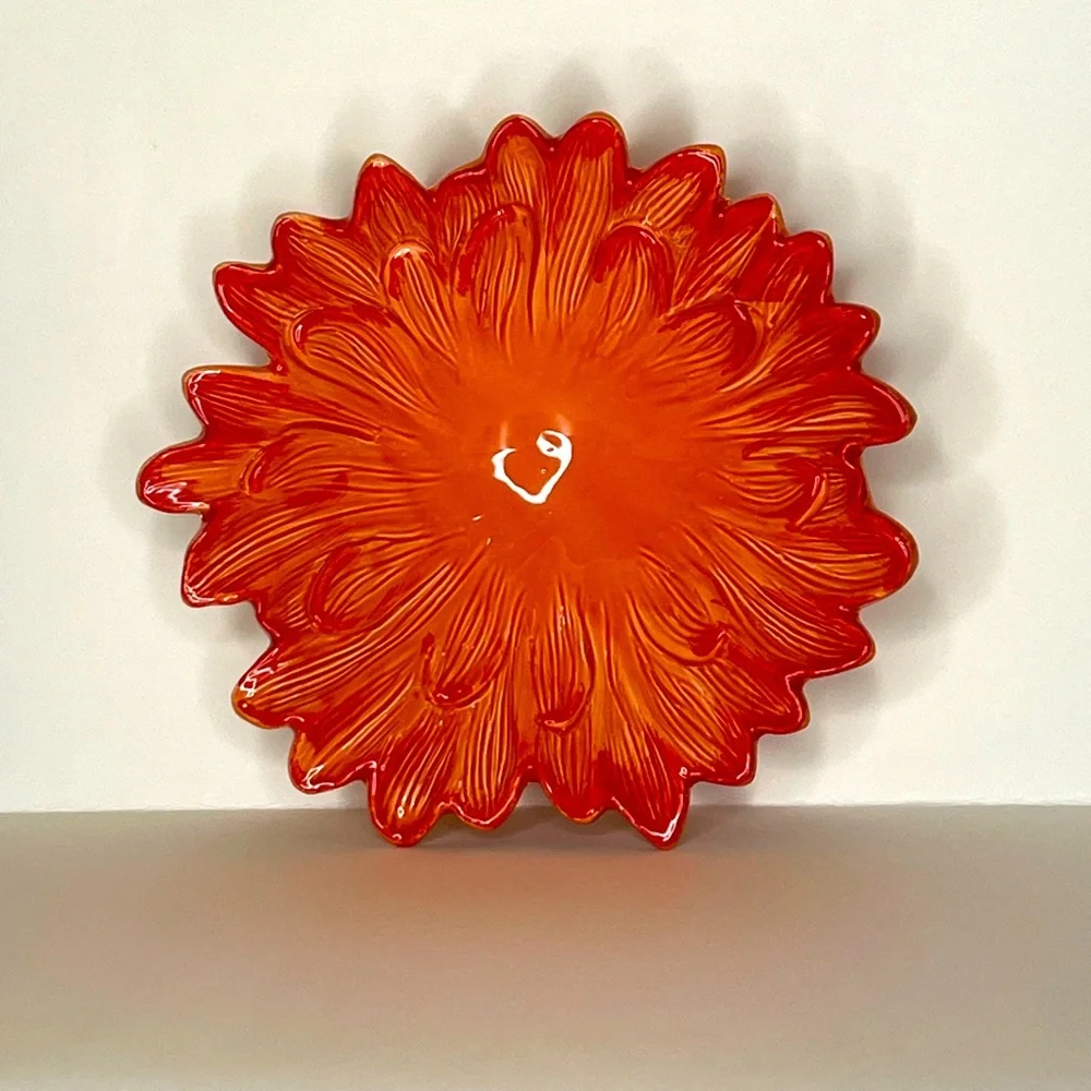 Anthropologie Ceramic Floral Bowl Made In Italy By Ceramiche Virginia RARE